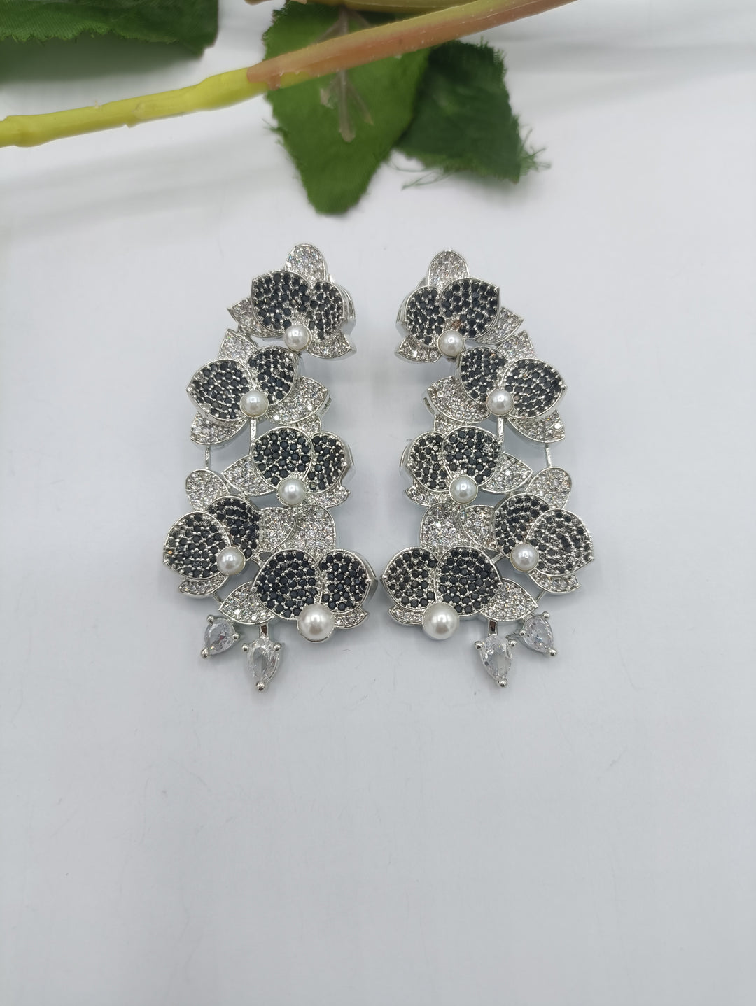 long floral earrings