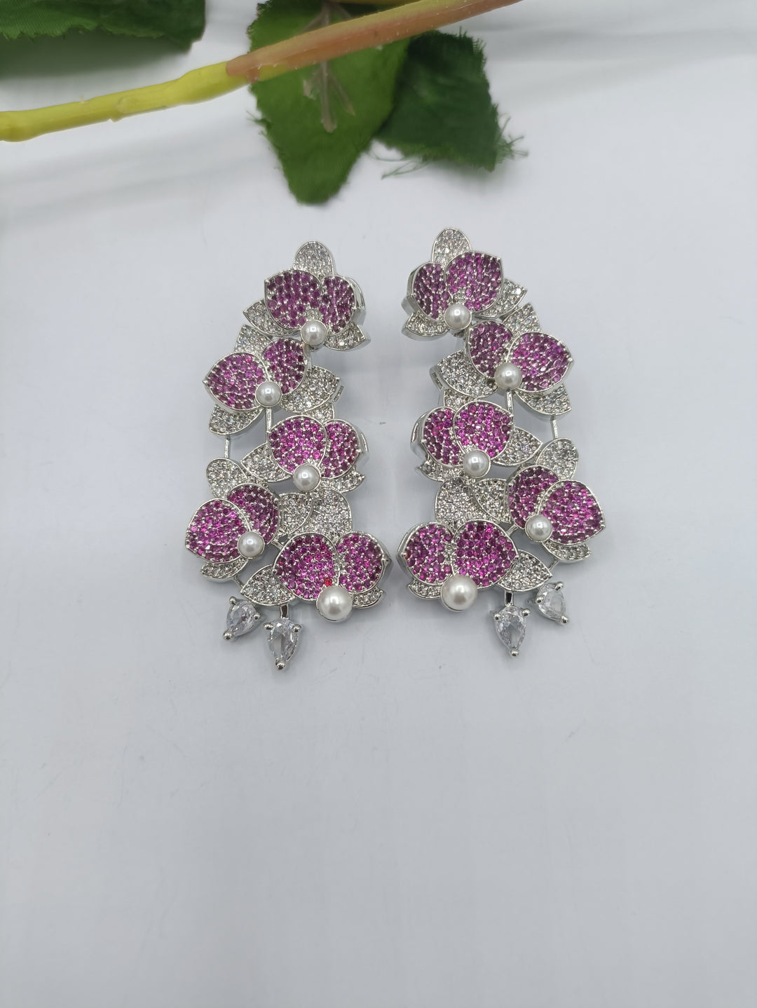 long floral earrings