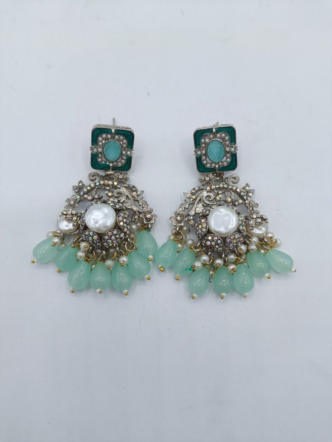 Silver platted sea-green choker