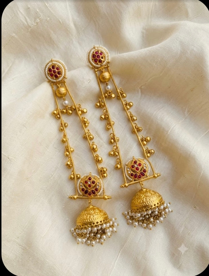 Long Bahubali Jhumkas