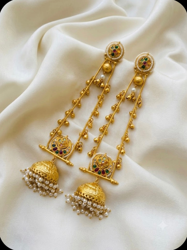 Long Bahubali Jhumkas