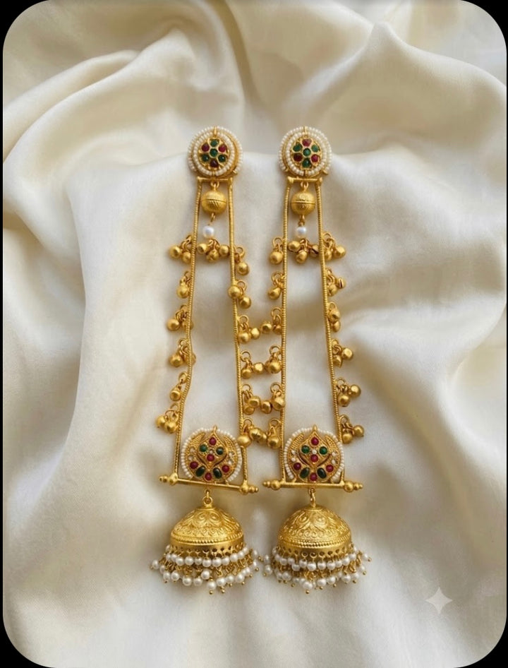 Long Bahubali Jhumkas