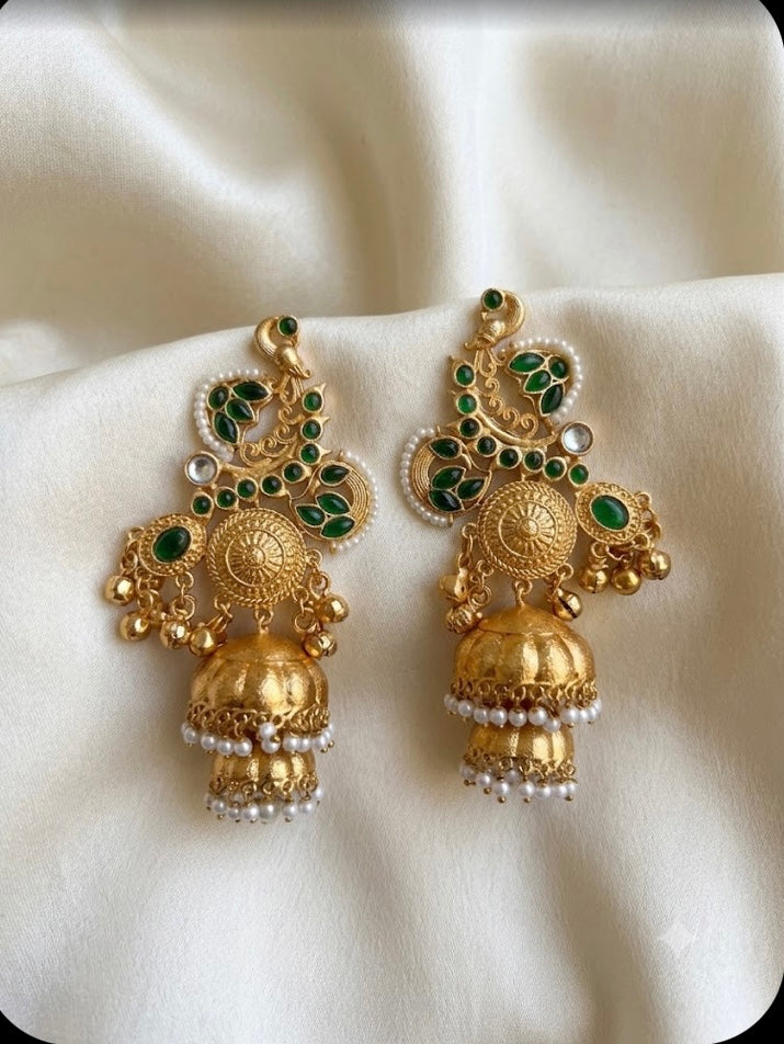 Peacock Jhumka Earrings