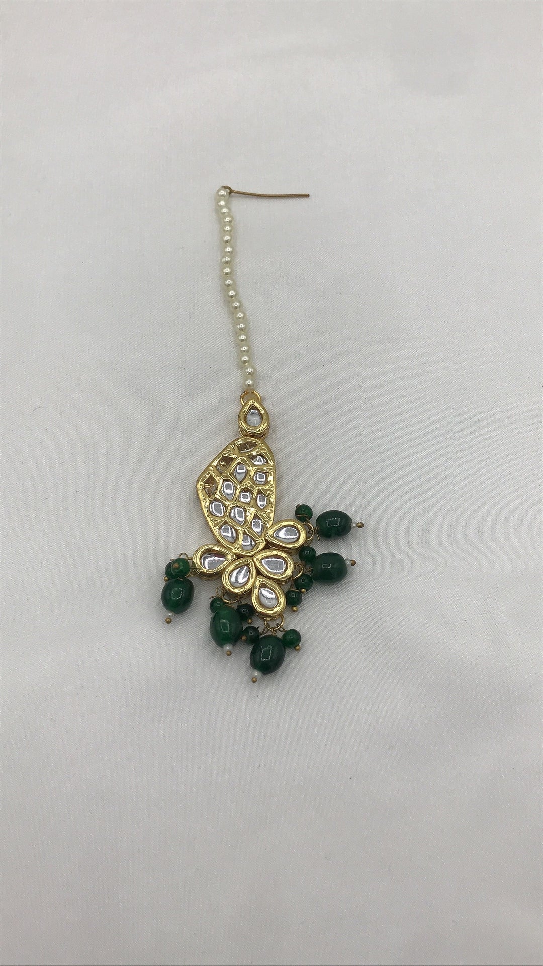 Thappa kundan bottle green set